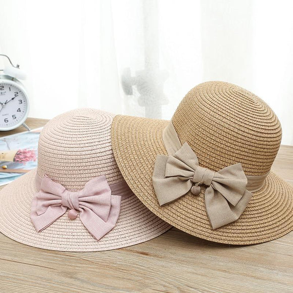 Woman Summer Bow Grass Hats