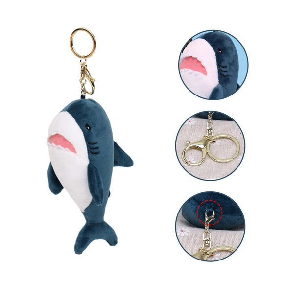 Plush Cartoon Shark Keychain