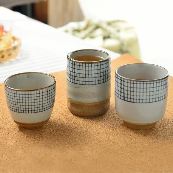 Ceramic soup cup coarse pottery hand
