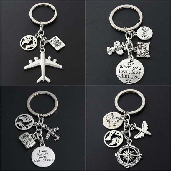 World Map Charms Airplane Key Chains